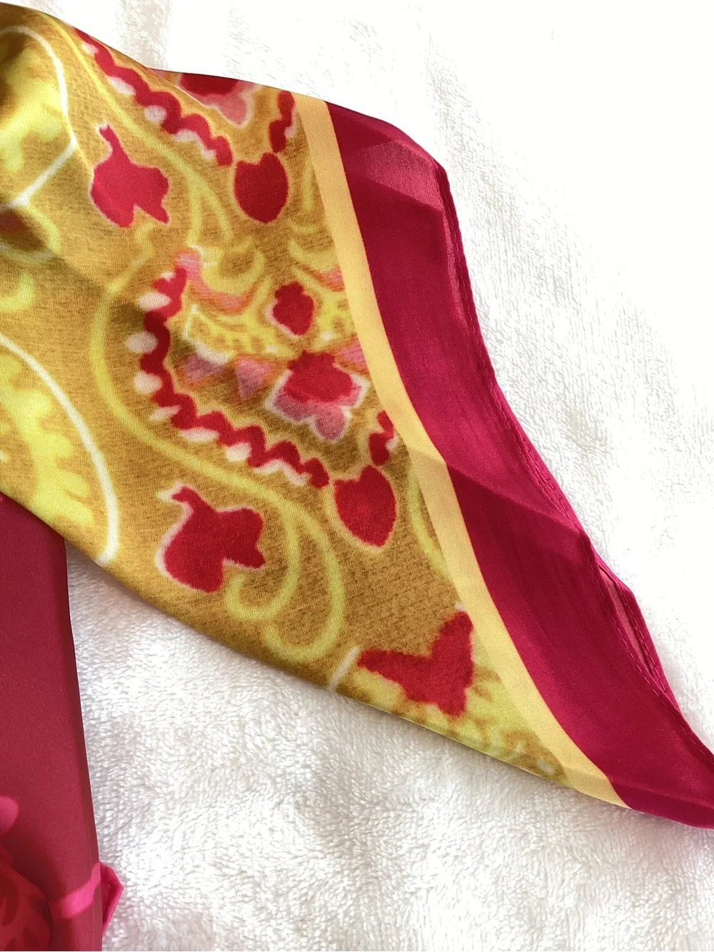 Anthropologie Silky Scarves Bag Head Hair Scarf New Set of 2 Yellow Pink Floral